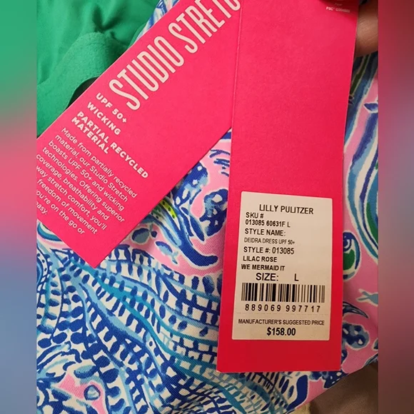 Lilly Pulitzer Luxletic Deidra Dress in Lilac Rose We Mermaid It Size Large. NWT - Picture 10 of 14